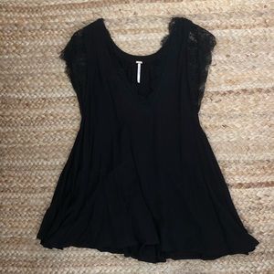 Free People Lace V-neck short sleeve top